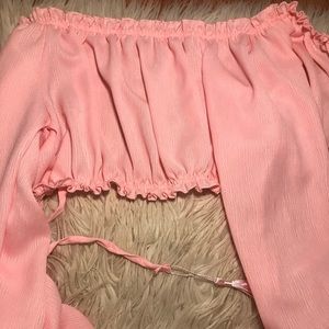 Pink string crop top